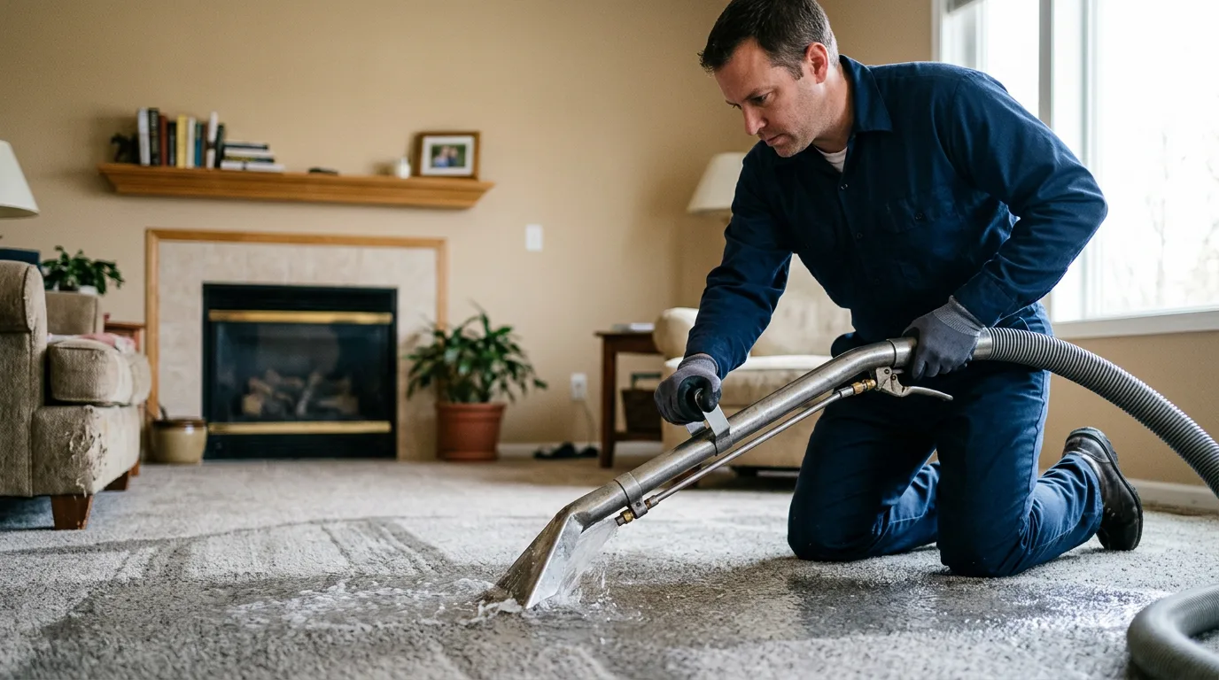 Water damage restoration technician working near East Durham, NY